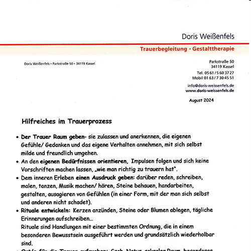 Hilfreiches im Trauerprozess - Vorschau